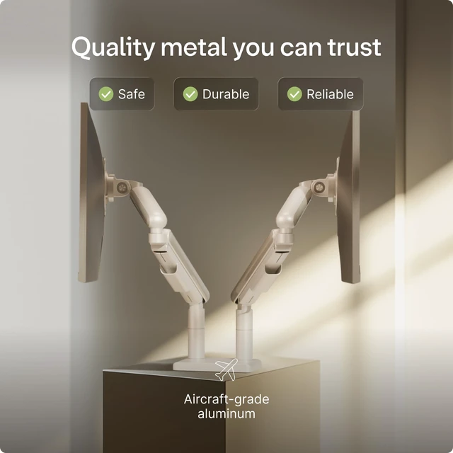 Alt view image 4 of 5 - Desktronic Dual Monitor Arm PowerSpring Technology for 2 Monitors, Up to 34" & 17.6 lbs Each, 360 Rotation, VESA 75/100 Compatible, Ergonomic Design for Home Office & Gaming Setup