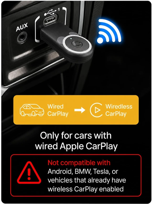 Alt view image 2 of 5 - Wireless CarPlay Baby Car Camera with Night Vision, Split Screen, 1080P HD