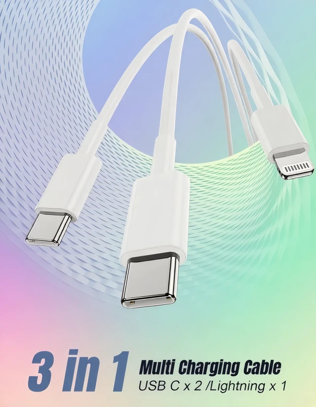 Alt view image 5 of 5 - Multi Charging Cable USB C 6ft,3 in 1 Charging Cable and Lightning Cord Fast Charger for Multiple Devices,Triple Universal Charger with USBC to Multiple Connectors for iPhone 17 16 15 14 13 12-3Pcs