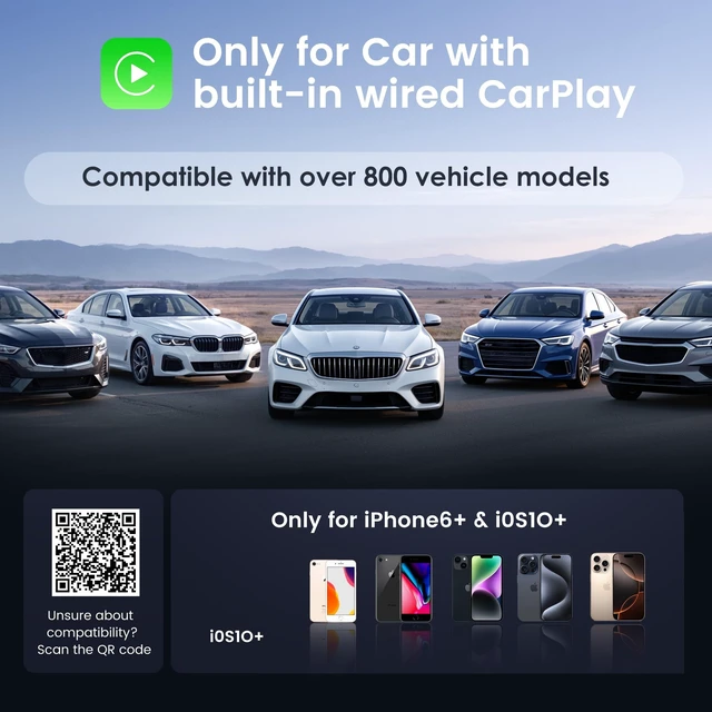 Alt view image 5 of 5 - Wireless CarPlay Adapter for iPhone - Convert Wired to Wireless, Mini USB Design, Plug & Play - Compatible with Cars with Apple CarPlay - Includes USB-C Cable - Fast Connection, No Laten
