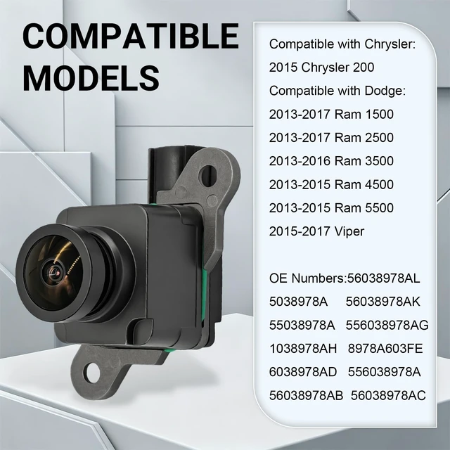 Alt view image 5 of 5 - 56038978AL Rear View Backup Camera Compatible with Chrysler 200 2015