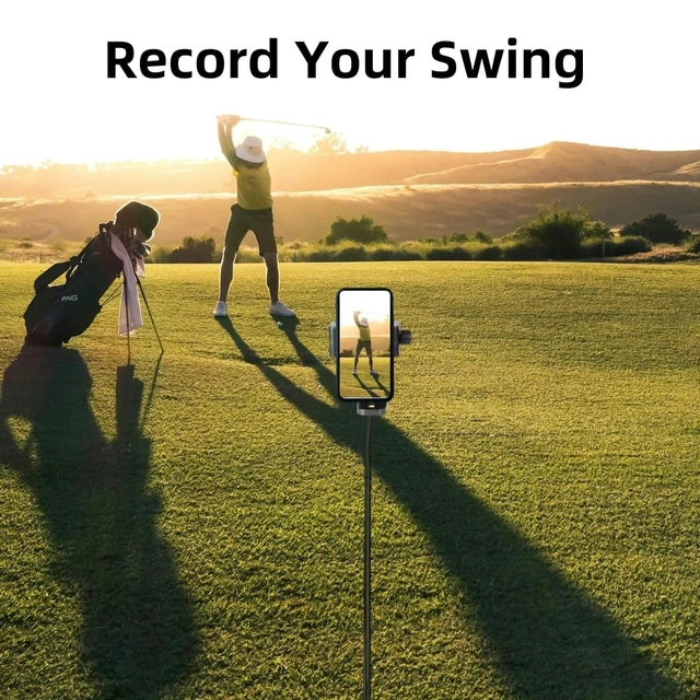 Alt view image 2 of 5 - Golf Monopod Selfie Stick, Golf Phone Holder for Swing Training Aid, Portable Golf Phone Stand Spike Stake for Recording Swing, Lightweight & Compact, Compatible with Smartphone & Action Camera