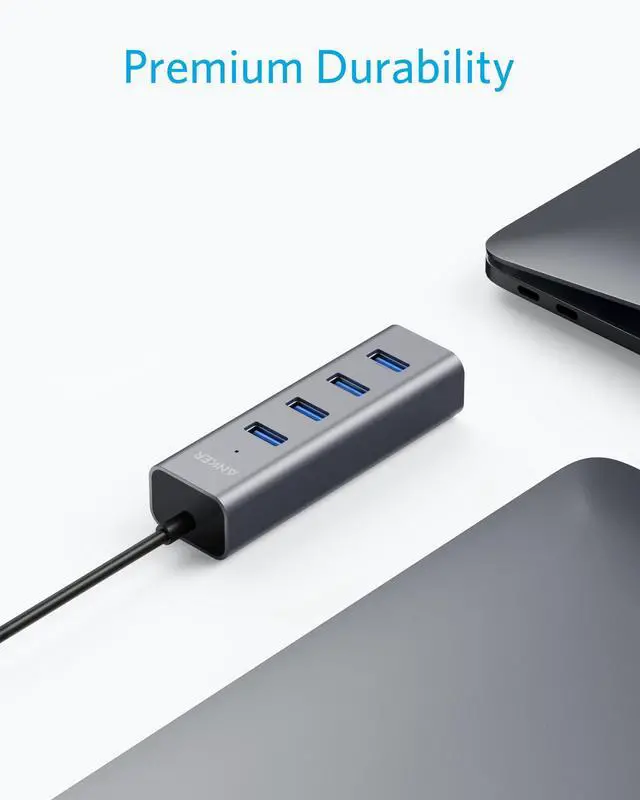 Alt view image 5 of 5 - Anker USB C Hub, 4 USB 3.0 Ports, Aluminum USB-C to USB Adapter, Compatible with MacBook Pro 2018/2017, ChromeBook, XPS, Galaxy S9/S8, and More Devices