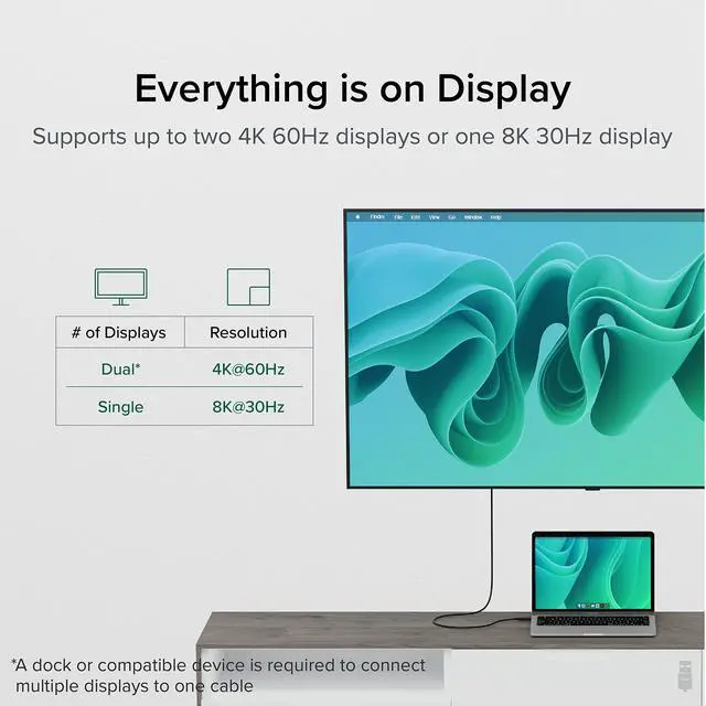 Alt view image 3 of 5 - Plugable USB4 Cable with 240W Charging, 3.3 Feet (1M), USB-IF Certified, 1x 8K Display, 40 Gbps, Compatible with USB 4, Thunderbolt 4, Thunderbolt 3, USB-C, Driverless