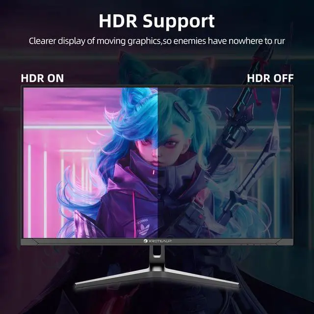 Alt view image 6 of 7 - Kroteaup 32 Inch 4K Computer Monitor,  60Hz UHD Gaming Monitor, VA Panel, HDR400, DCI-P3 86%, 100% sRGB, Eye Care, Freesync, HDMI/DP and Built-In Speaker, VESA 75*75mm