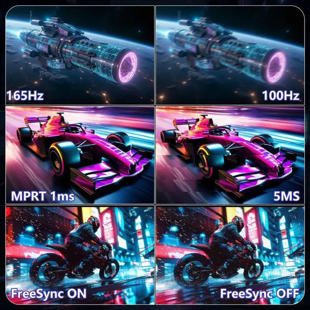 Alt view image 5 of 7 - Kroteaup 34 Inch Curved Gaming Monitor 4K, (3440x1440 ) 165Hz Ultrawide Computer Monitor, AMD FreeSync, 1500R, HDR, 125% sRGB, DCI-P3 92%, HDMI/DP and Built-In Speaker