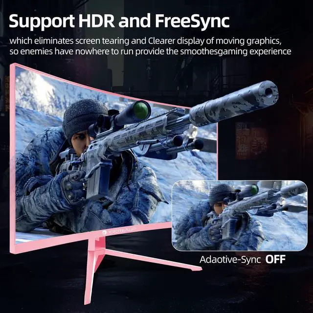 Alt view image 6 of 7 - Kroteaup Pink 34 Inch Curved Gaming Monitor, 3440x1440 165Hz Ultrawide Computer Monitor, HDR400 1500R -Pip 1ms(Mprt) 125% sRGB, Dci-P3 92%, HDMI/DP, Port, Suitable For Games And Office Work