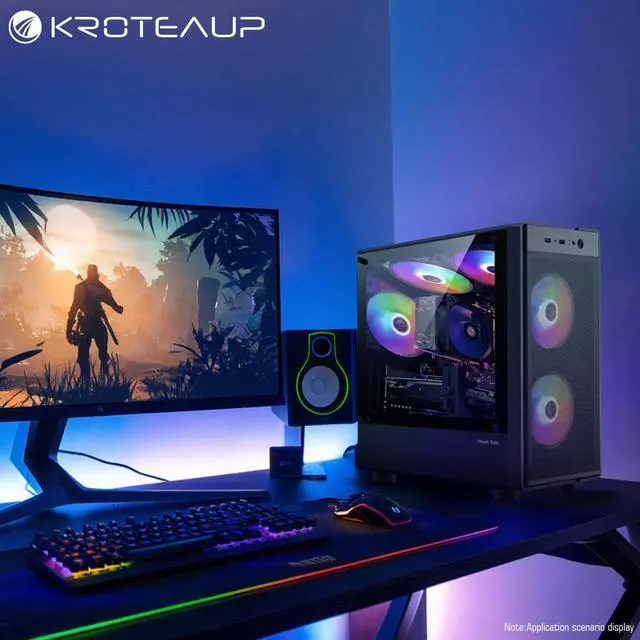 Alt view image 3 of 7 - Kroteaup Gaming PC Computer Desktop,AMD Ryzen 5 5500 up to 4.2GHz, Radeon RTX 2060 8G, 16G DDR4, TB SSD, WiFi 6, RGB Fan x4, Windows 11 Home