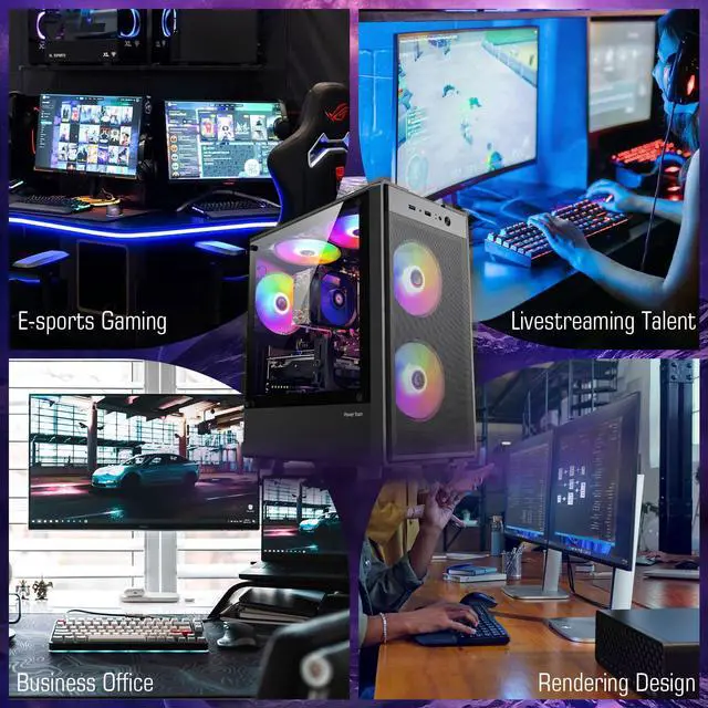 Alt view image 4 of 7 - Kroteaup Gaming PC Computer Desktop,AMD Ryzen 5 5500 up to 4.2GHz, Radeon RTX 2060 8G, 16G DDR4, TB SSD, WiFi 6, RGB Fan x4, Windows 11 Home