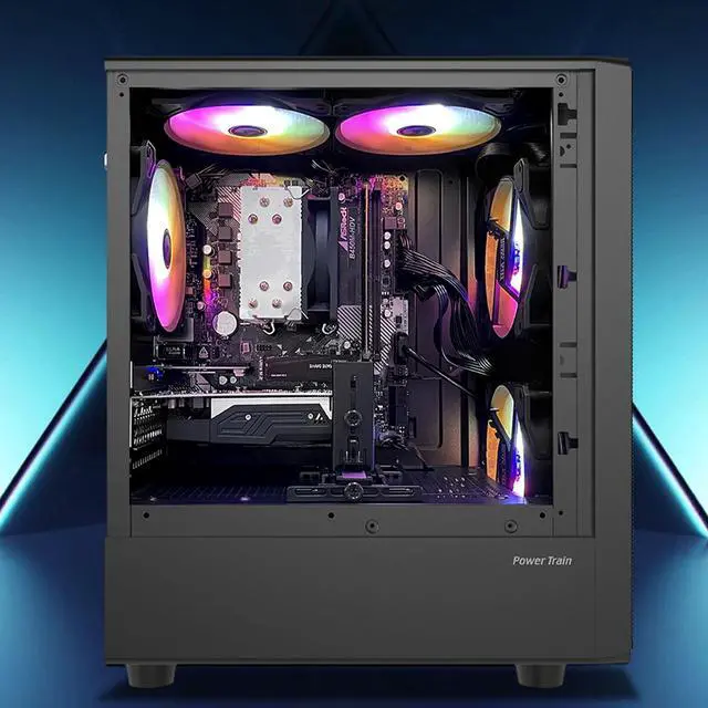 Alt view image 7 of 7 - Kroteaup Gaming PC Computer Desktop, AMD Ryzen 5 5500 up to 4.2GHz, Radeon RX 590 8G, 16G DDR4, 1TB SSD, WiFi 6, RGB Fan x5, Tower Computers Windows 11 Home