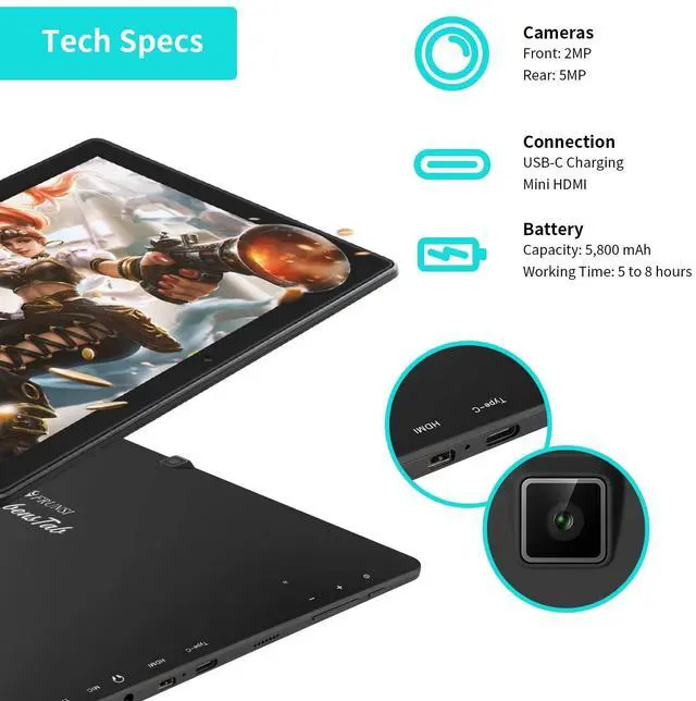 Alt view image 5 of 5 - Frunsi RubensTab T11 Pro Drawing Tablet No Computer Needed,10.1 inch FHD Display,Octa-Core CPU,Pre-Installed Drawing Apps & Tutorials,More Bonus Items for Beginners, Artists, Students