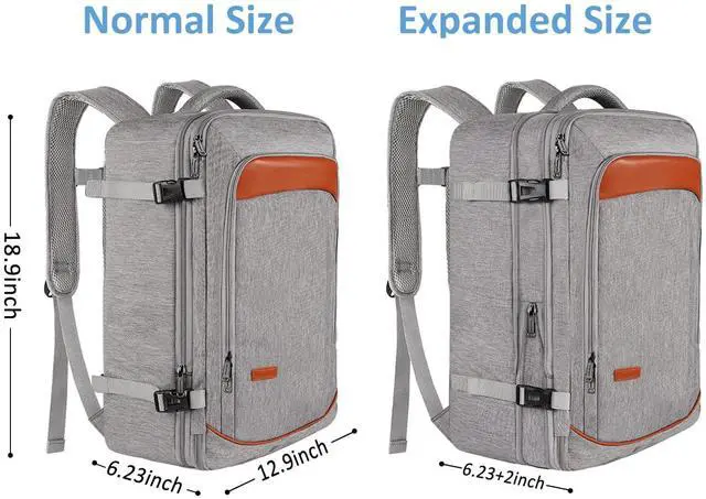 Alt view image 4 of 5 - Vancropak Carry on Backpack, Extra Large 40L Airline Approved Travel Backpacks with 3 Packing Cubes for Women Men, Water Resistant Expandable Overnight Luggage Daypack Business Weekender Bag, Grey