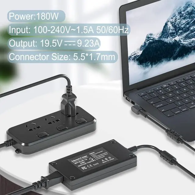 Alt view image 3 of 5 - BURFLO 180W 135W Charger for 5 7 AN515-54 AN515-55 AN515-58 AN517-52 AN515-58-57QW AN515-58-5046 AN515-58-525P ANV15-51;300 G3-571 ANV15-51-51H9 19.5V 9.23A Gaming Laptop Charger