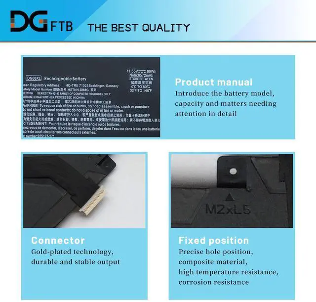 Alt view image 2 of 5 - DGFTB DG06XL DGO6XL Laptop Battery Compatible for HP Omen X 17-AP 17-AP000NA AP000NB AP000ND AP000NE AP000NF AP000NG AP000NJ HSTNN-DB8G 925197-271 925149-855 TPN-Q197(11.55V 99Wh/8572mAh)