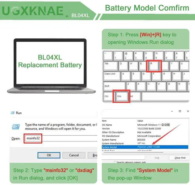 Alt view image 4 of 5 - UGXKNAE BL04XL Laptop Battery Replacement for Hp EliteBook X360 1040 G5 X360 1040 G6 Series HSTNN-UB7N HSTNN-DB8M HSTNNUB7N L07041855 L07041-855 L07353-2C1 L07353-241 L07353-541 7.7V