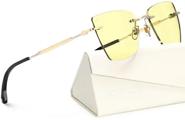Main image of ANYLUV Rimless Cat Eye Blue Light Glasses Woman, Stylish Lightweight Metal Blue Light Blocking Glasses for Anti Eyestrain