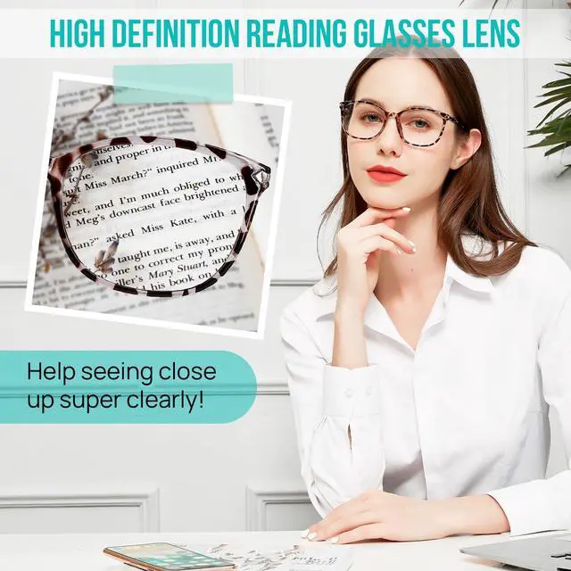 Alt view image 2 of 5 - WEMOOTANTS 4 Packs Large Blue Light Blocking 4.0 Reading Glasses for Women Grey Tortoise Readers 4.00 for Gaming Computer Phone 1.0 1.25 1.5 1.75 2.0 2.25 2.5 2.75 3.0 3.5 4.00