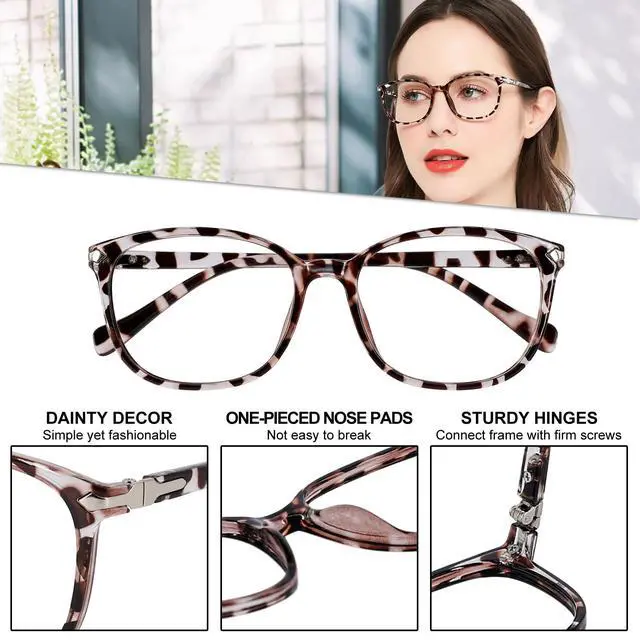 Alt view image 4 of 5 - WEMOOTANTS 4 Packs Large Blue Light Blocking 4.0 Reading Glasses for Women Grey Tortoise Readers 4.00 for Gaming Computer Phone 1.0 1.25 1.5 1.75 2.0 2.25 2.5 2.75 3.0 3.5 4.00