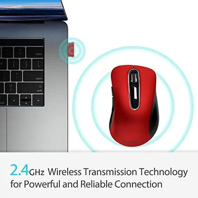 Alt view image 2 of 5 - memzuoix 2.4G Wireless Mouse, 1400 DPI Mobile Optical Cordless Mouse with USB Receiver, Portable Computer Mice for Laptop, PC, Desktop, MacBook, 5 Buttons, Red