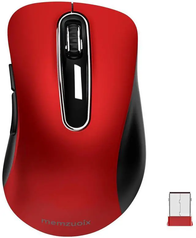 Main image of memzuoix 2.4G Wireless Mouse, 1400 DPI Mobile Optical Cordless Mouse with USB Receiver, Portable Computer Mice for Laptop, PC, Desktop, MacBook, 5 Buttons, Red