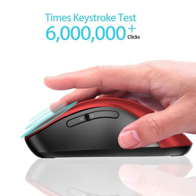 Alt view image 4 of 5 - memzuoix 2.4G Wireless Mouse, 1400 DPI Mobile Optical Cordless Mouse with USB Receiver, Portable Computer Mice for Laptop, PC, Desktop, MacBook, 5 Buttons, Red