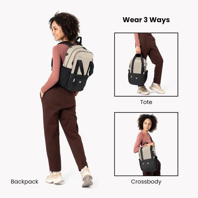 Alt view image 4 of 5 - Sherpani Camden, Convertible Backpack, 3 in 1 Tote Bag, 18L Travel Backpack, Crossbody Bag for Women, Cross Body Purse, Travel Gifts, RFID Protection, Fits 13 Laptop (Con Leche)