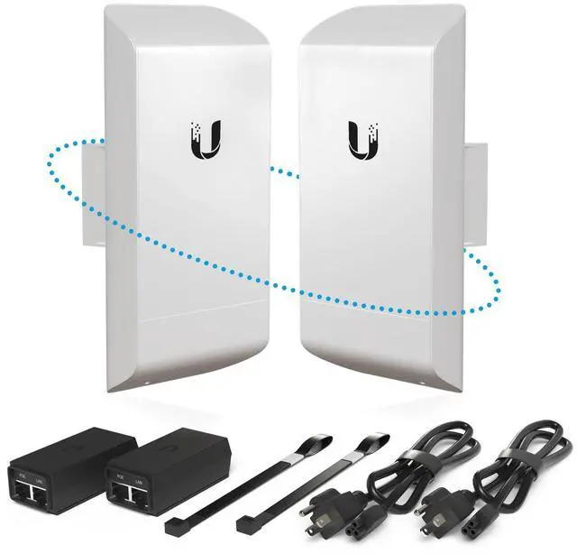 Main image of Wireless Bridge LOCOM5 Pre-Configured Bundle of 2, Point to Point Wi-Fi Bridge Outdoor, Plug and Play 150+ Mbps, 5 GHz, 15+ km Link Range (2 Pack)