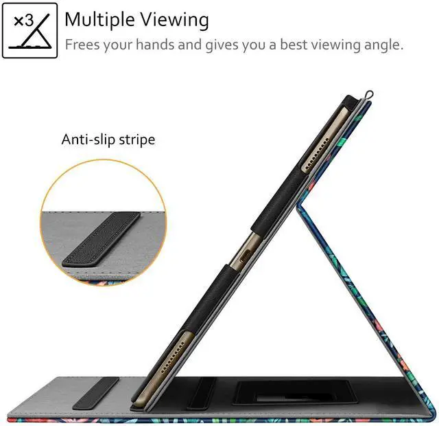 Alt view image 4 of 5 - Fintie Multi-Angle Case, 2017/2015 iPad Pro 12.9 inch (Old Model) 1st & 2nd Gen Case - [Corner Protection] Folio Stand Cover with Pencil Holder & Pocket, Auto Wake/Sleep, Jungle Night