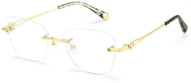 Main image of Zeelool Rimless Blue Light Blocking Reading Glasses for Women Men, Rectangle Fashion Thin Metal Readers Lightweight Computer Eyeglasses with Anti Eyestrain/UV Lens ZJGM791975-01B-275