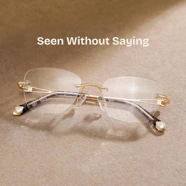 Alt view image 4 of 5 - Zeelool Rimless Blue Light Blocking Reading Glasses for Women Men, Rectangle Fashion Thin Metal Readers Lightweight Computer Eyeglasses with Anti Eyestrain/UV Lens ZJGM791975-01B-275