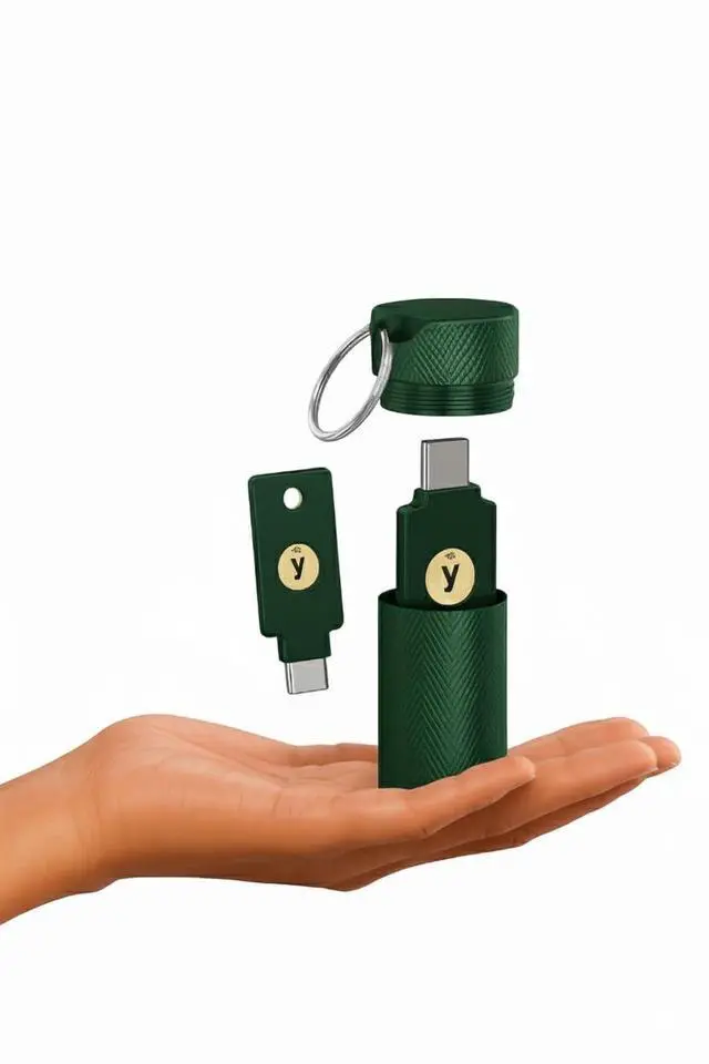 Main image of YubiKey Keychain Protector Case for 5/5C NFC - Single-Key Secure Storage,Waterproof & Scratch-Resistant for Everyday Carry (Green)