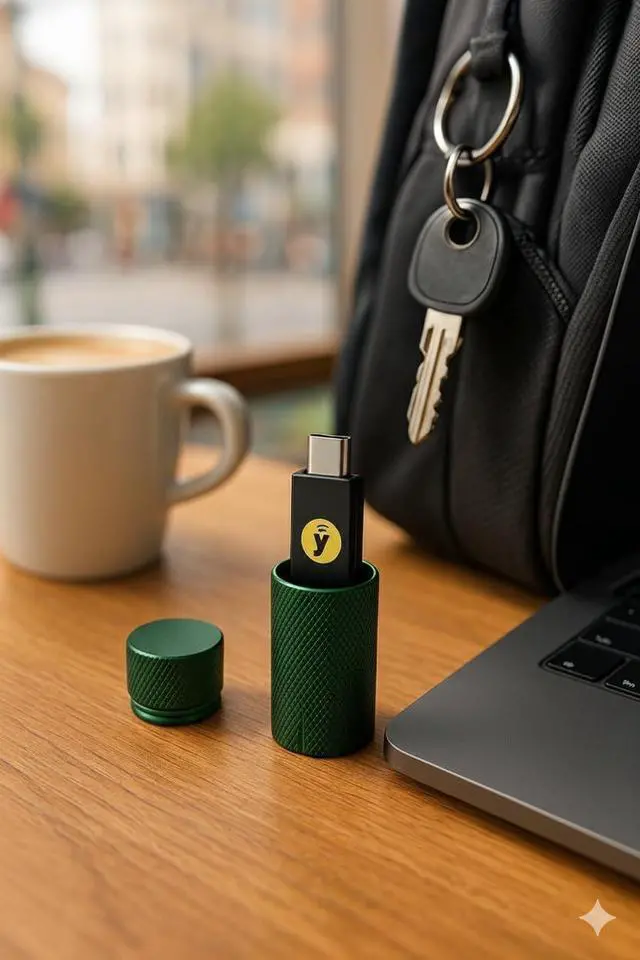 Alt view image 4 of 5 - YubiKey Keychain Protector Case for 5/5C NFC - Single-Key Secure Storage,Waterproof & Scratch-Resistant for Everyday Carry (Green)