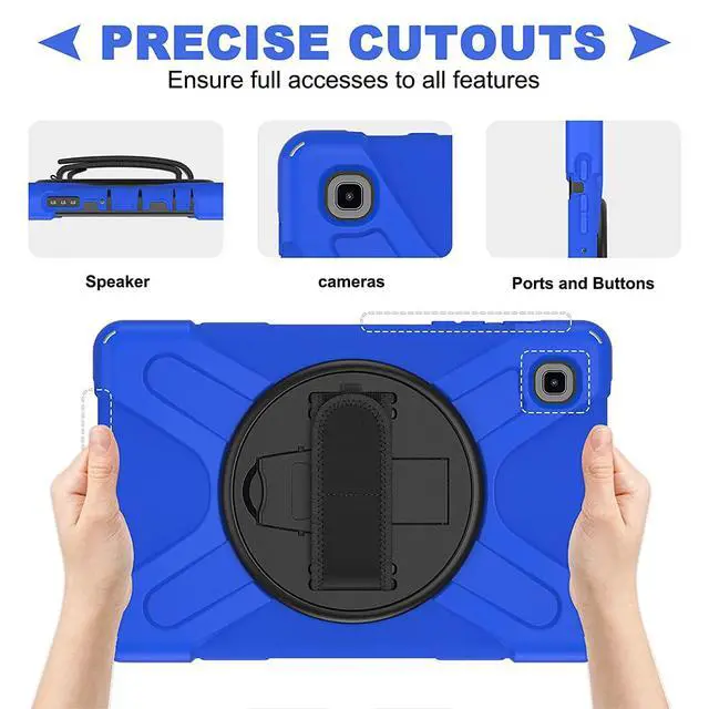 Alt view image 5 of 5 - ZenRich for Samsung Galaxy Tab A7 Lite Case 8.7" (SM-T220/ T225/ T227), Heavy Duty Full-Body Shockproof Protective Case with Rotating Stand, Hand/Shoulder Strap for Tab A7 Lite, Blue