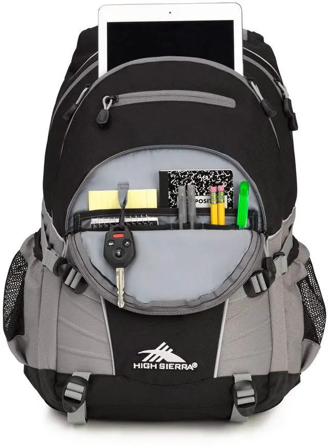 Alt view image 2 of 5 - High Sierra Loop Backpack, Travel, or Work Bookbag with tablet sleeve, One Size, Black/Charcoal