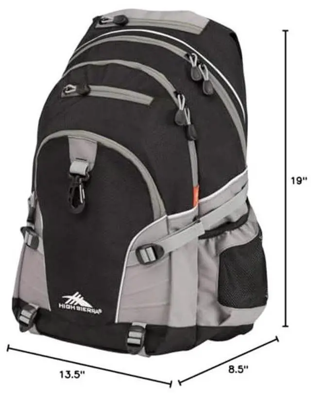 Alt view image 5 of 5 - High Sierra Loop Backpack, Travel, or Work Bookbag with tablet sleeve, One Size, Black/Charcoal