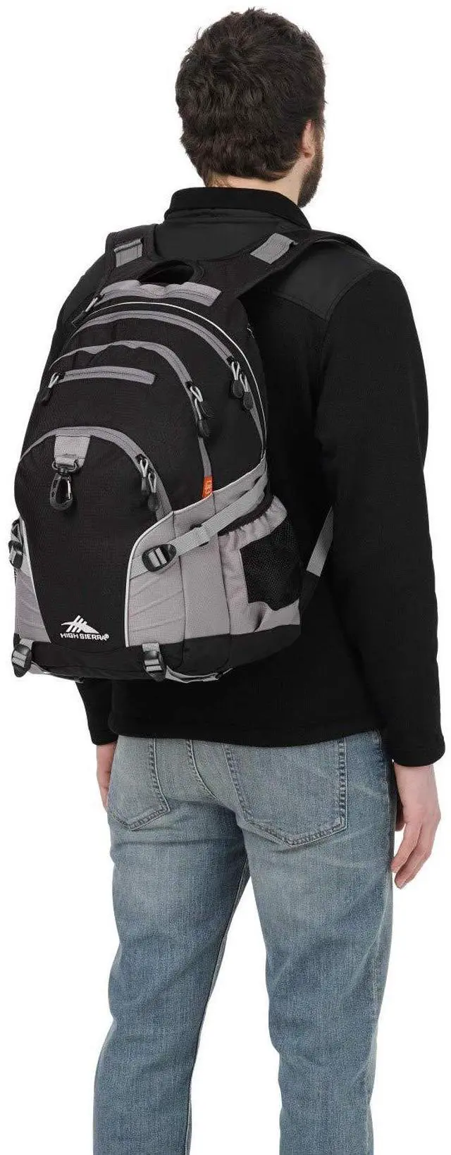 Alt view image 4 of 5 - High Sierra Loop Backpack, Travel, or Work Bookbag with tablet sleeve, One Size, Black/Charcoal