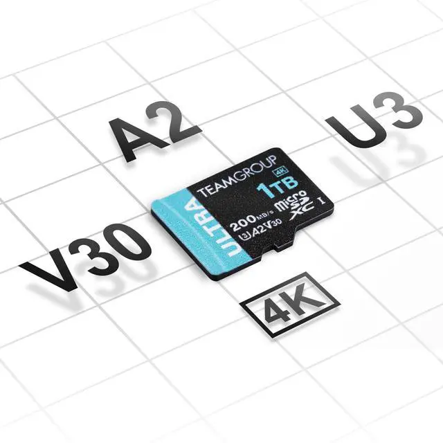 Alt view image 4 of 5 - TEAMGROUP A2 Ultra Card 1TB Micro SDXC UHS-I U3 A2 V30, R/W up to 200/170 MB/s with Adapter TULMSDX1TIA2V3022503