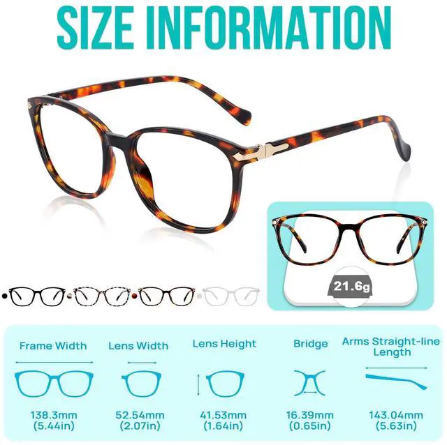 Alt view image 5 of 5 - WEMOOTANTS 4 Packs Blue Light Blocking Reading Glasses 1.5 for Women Large Brown Tortoise Computer Readers 1.0 1.25 1.50 1.75 2.0 2.25 2.5 2.75 3.0 3.5 4.0