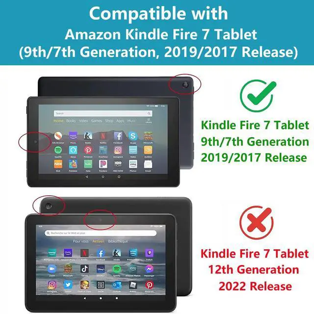 Alt view image 2 of 5 - TBXOSTN Case for Amazon Kindle Fire 7 Tablet (7" Display, 9th/7th Generation, 2019/2017 Release), Premium PU Leather Stand Cover with Smart Auto Wake, Sunflower and Blue Butterfly
