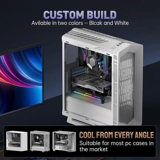 Alt view image 2 of 5 - AsiaHorse Graphics Card Cooler with ARGB 5V 3Pin LED and Three 80mm Fans, RGB LED Graphics Card Holder, GPU Cooler Easy Installation-Black