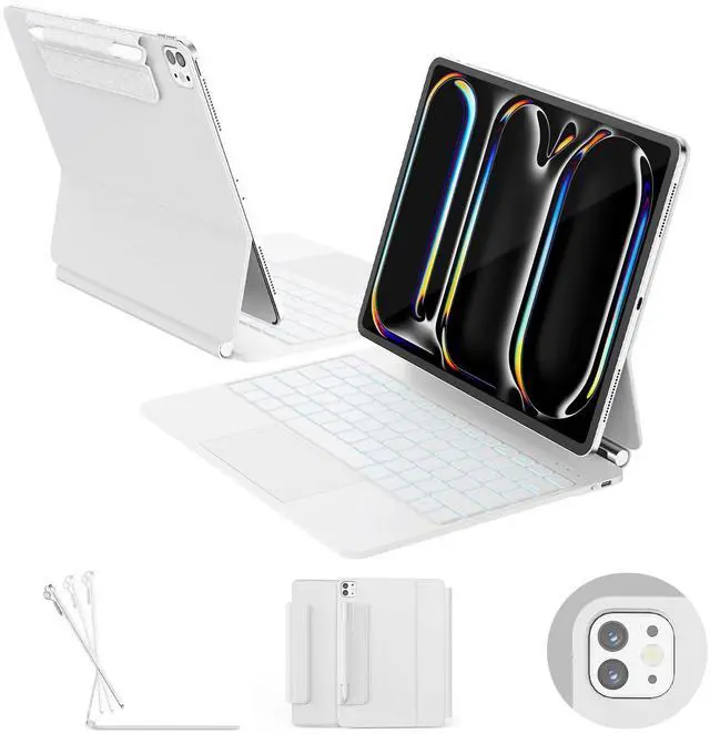 Main image of RAYMCRAFT for iPad Pro 13 inch Case with Keyboard (M4, 2024), Magic Keyboard for iPad Pro 13, Springy Backlit Keys, Stain-Resistant Surface, Multi-Touch Trackpad, White [NOT for iPad Air 13 M2/M3]