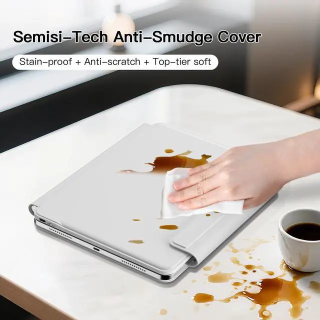 Alt view image 4 of 5 - RAYMCRAFT for iPad Pro 13 inch Case with Keyboard (M4, 2024), Magic Keyboard for iPad Pro 13, Springy Backlit Keys, Stain-Resistant Surface, Multi-Touch Trackpad, White [NOT for iPad Air 13 M2/M3]