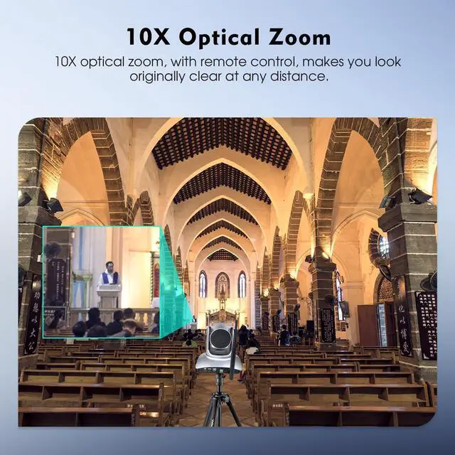 Alt view image 3 of 5 - TOALLIN Wireless PTZ Conference Room Camera, 10X Optical Zoom, 1080P Full HD Video Calling and Streaming, Wireless Conference Webcam for Video Conferencing/Church Services Worship/Online Teaching