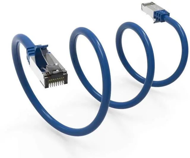 Alt view image 4 of 5 - AEONS Cat 8 Shielded Ethernet Cable 10 ft High Speed 40Gbps Cat8 LAN Network 2000Mhz Gold Plated RJ45 Patch Cords, Heavy Duty Weatherproof S/FTP UV Resistant Computer Wire, UL Listed, Blue