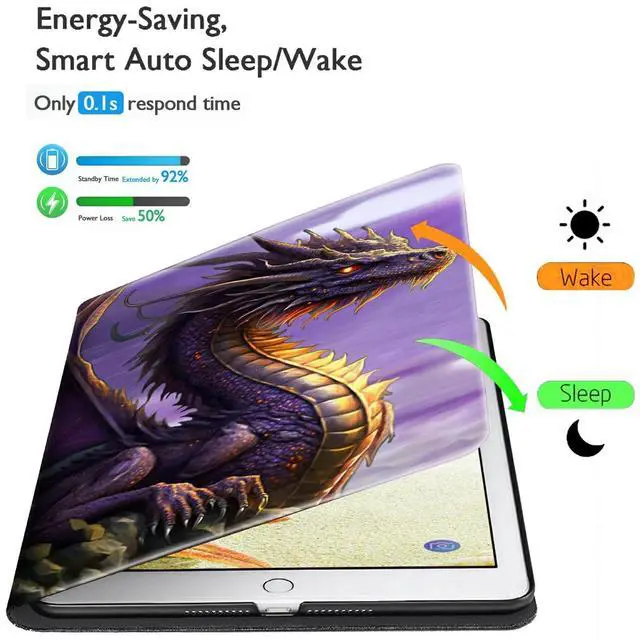 Alt view image 2 of 5 - Case for All-New Kindle Fire HD 10 & 10 Plus Tablet 11th/13th Generation 2021/2023 Lightweight Smart Case Adjustable Stand Protective Cover with Auto Wake/Sleep - Purple Dragon