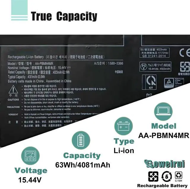 Alt view image 3 of 5 - BOWEIRUI AA-PBMN4MR Laptop Battery Replacement for Samsung Galaxy Book Pro 360 13 13" NP930XDB-KD1US NP930XDB-KF3US NP935XDB Book2 NP930XED-KA1US NP930QED-KA2US Book3 14 14" NP940XFG-KC2US
