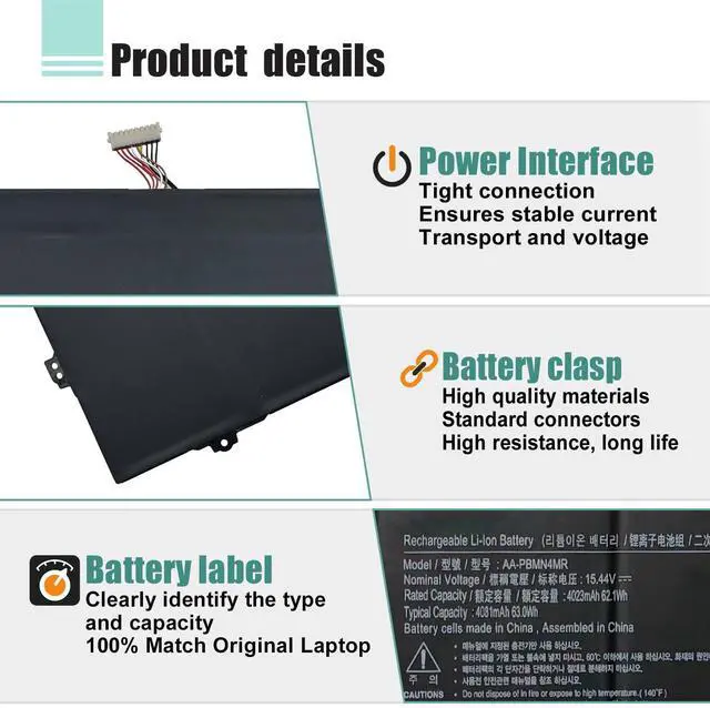 Alt view image 4 of 5 - BOWEIRUI AA-PBMN4MR Laptop Battery Replacement for Samsung Galaxy Book Pro 360 13 13" NP930XDB-KD1US NP930XDB-KF3US NP935XDB Book2 NP930XED-KA1US NP930QED-KA2US Book3 14 14" NP940XFG-KC2US