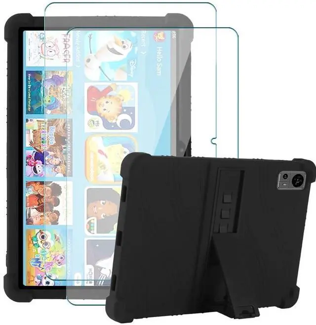Main image of Hoibon for TECLAST T60 Tablet 2024 Tablet Case with Kickstand [Case for Kids Kids Friendly] Shockproof Silicone Case Come with Tempered Glass Screen Protector for TECLAST T60 Android 14 (Black+2 Pcs)