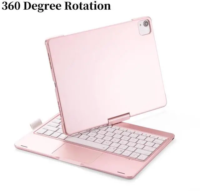 Alt view image 3 of 5 - kaidisen 360 Rotatable Keyboard for iPad A16 (11th Gen, 11", 2025) iPad 10th Generation 2022 10.9 inch Keyboard Case with Touchpad 7 Color Backlight Foldable Backlit Keyboard 360 Rotating,Rose Gold
