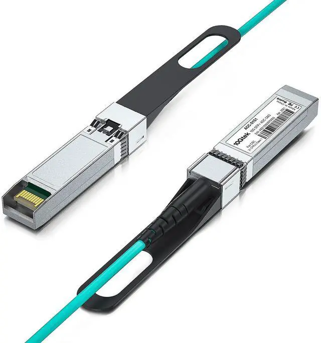 Alt view image 2 of 4 - 10G SFP+ AOC Cable - 10GbE SFP+ to SFP+ Active Optical Fiber Cable, OM3 MMF Direct-Attach Fiber Assemblies with SFP+ connectors for INT-SFP-AOC-15M, 15-Meter